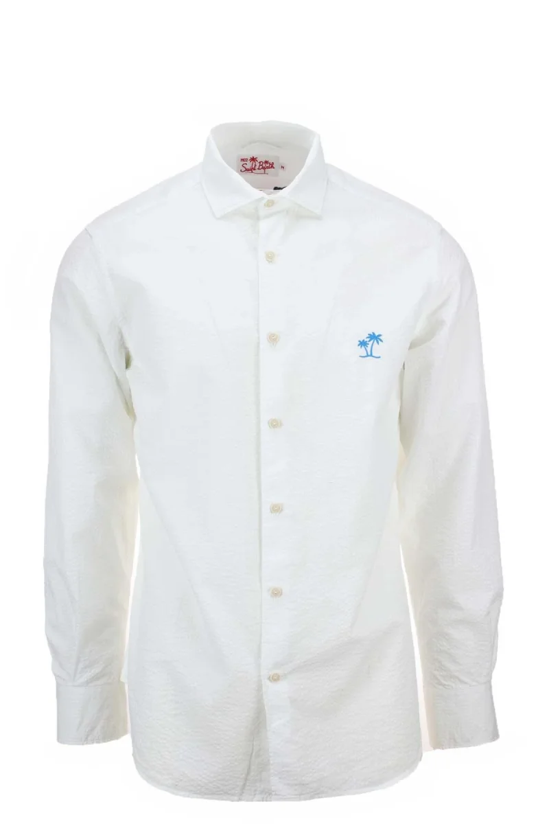 Camicia a righe in cotone seersucker